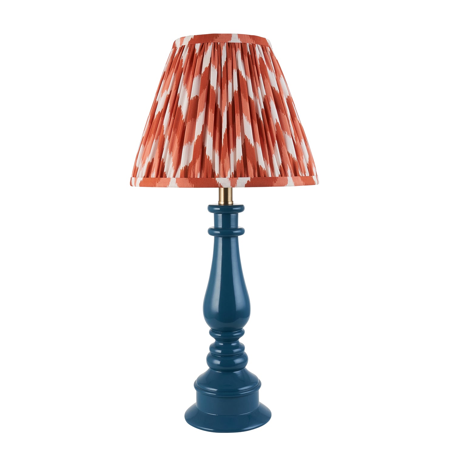 Gloss Blue Myrtle & Zigzag 25cm Apricot orange shade - Comet Lighting