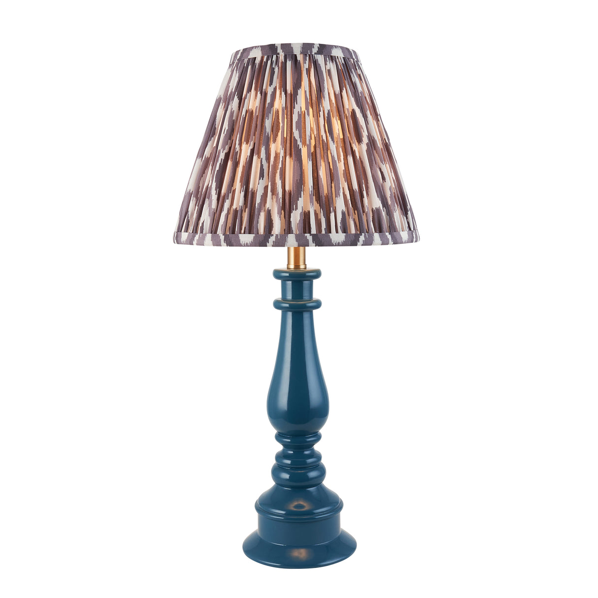 Gloss Blue Myrtle & Ikat 25cm Pearl grey shade - Comet Lighting