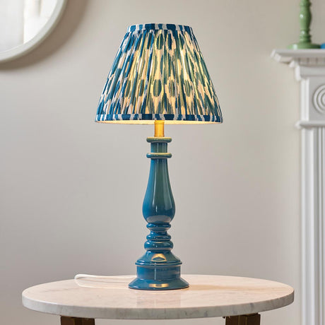 Gloss Blue Myrtle & Ikat 25cm Marlin blue shade - Comet Lighting
