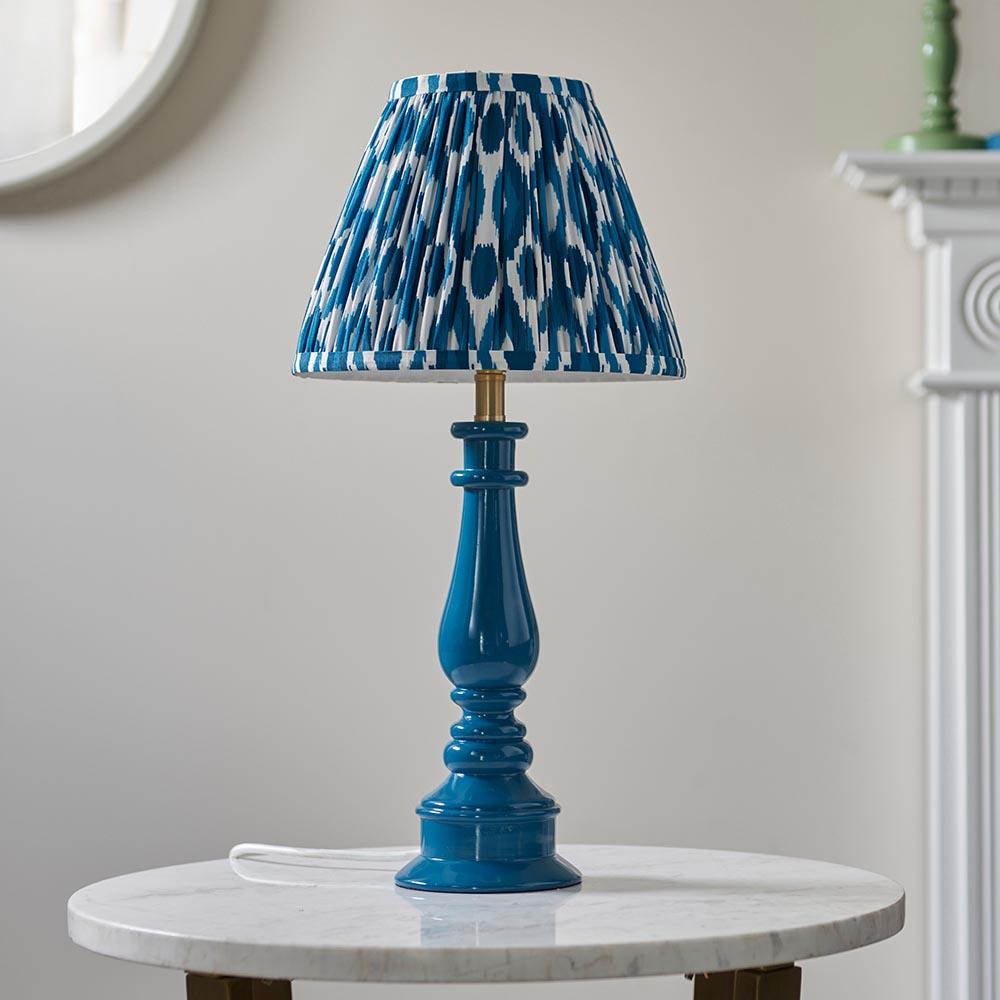Gloss Blue Myrtle & Ikat 25cm Marlin blue shade - Comet Lighting