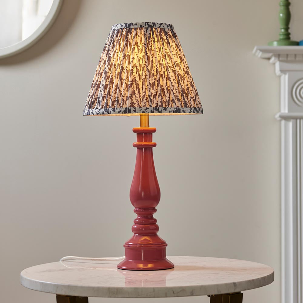 Gloss Pink Myrtle & Leaf 25cm Pearl grey shade - Comet Lighting