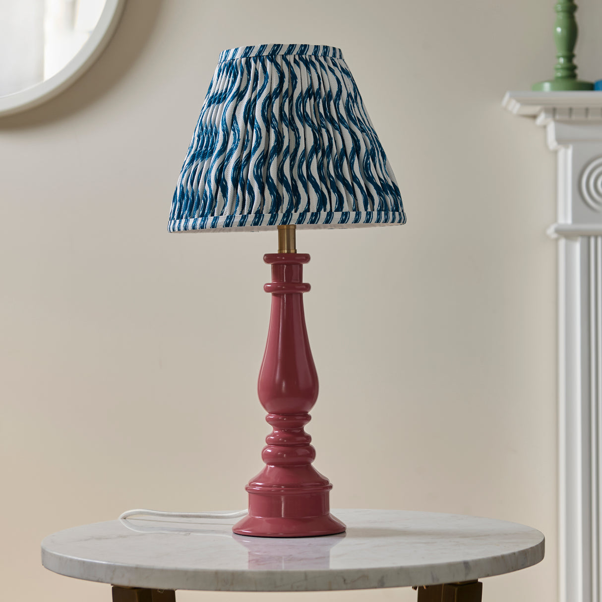 Gloss Pink Myrtle & Ripple 25cm Marlin blue shade - Comet Lighting
