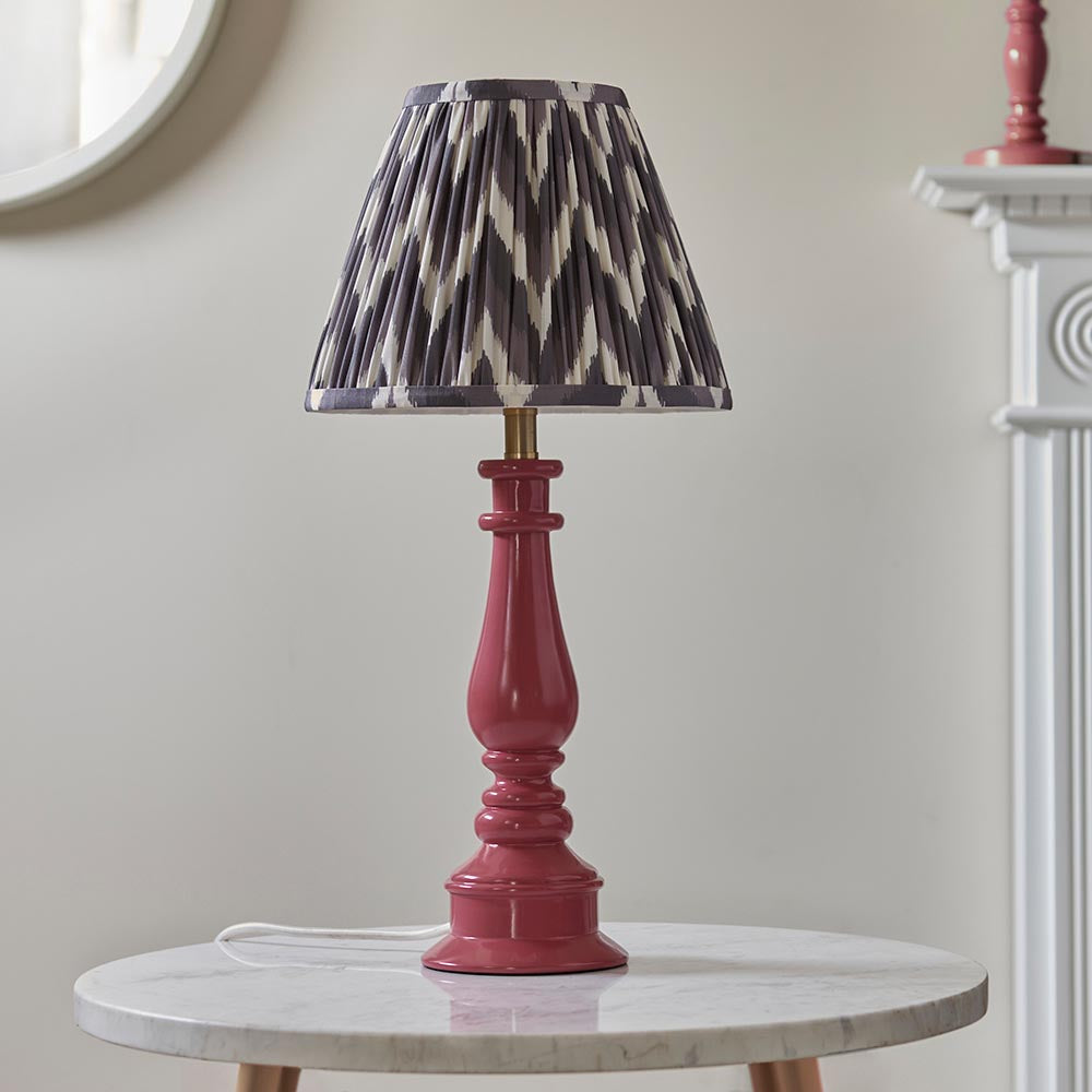 Gloss Pink Myrtle & Zigzag 25cm Pearl grey shade - Comet Lighting