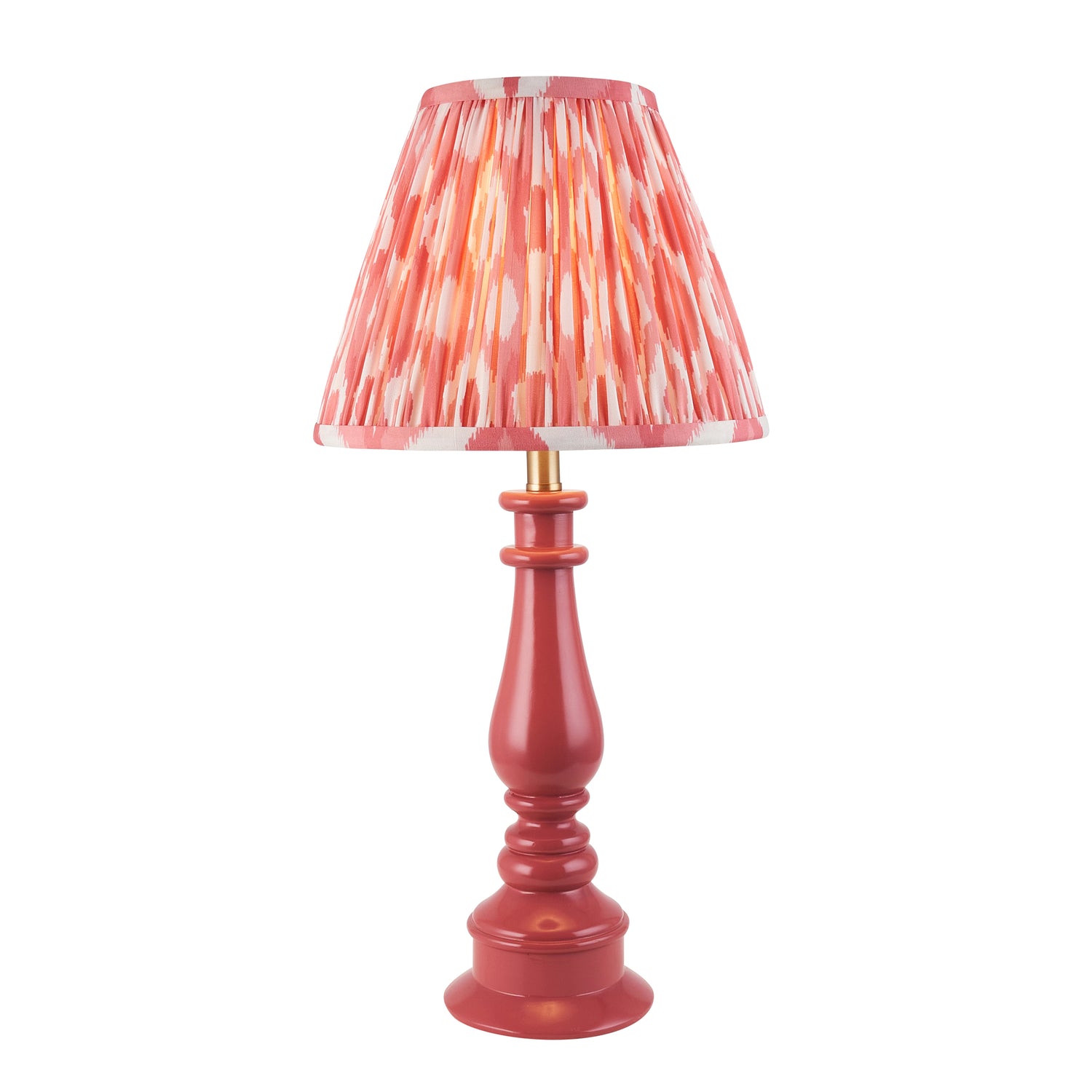 Gloss Pink Myrtle & Ikat 25cm Coral pink shade - Comet Lighting