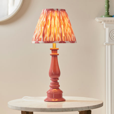 Gloss Pink Myrtle & Ikat 25cm Coral pink shade - Comet Lighting