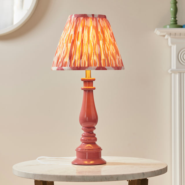 Gloss Pink Myrtle & Ikat 25cm Coral pink shade - Comet Lighting