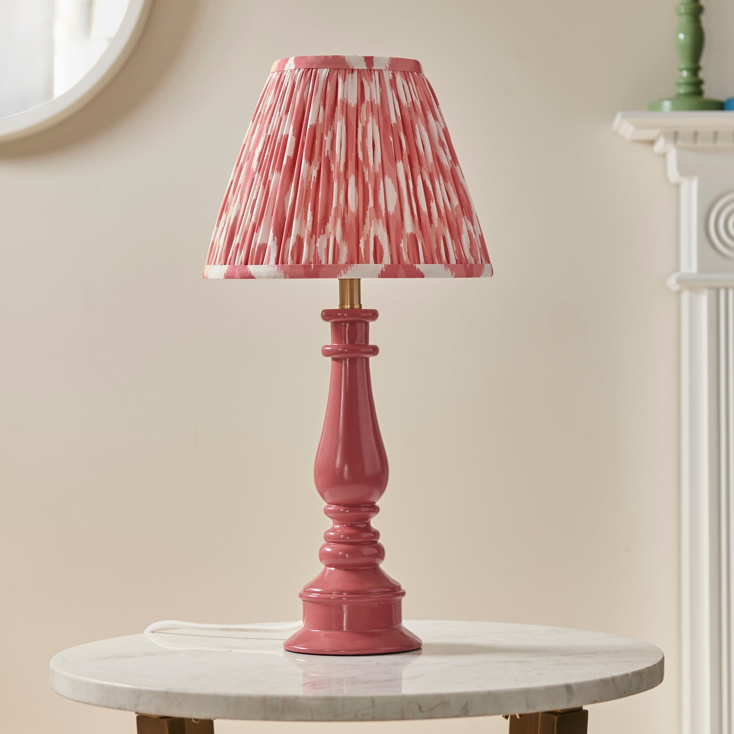 Gloss Pink Myrtle & Ikat 25cm Coral pink shade - Comet Lighting