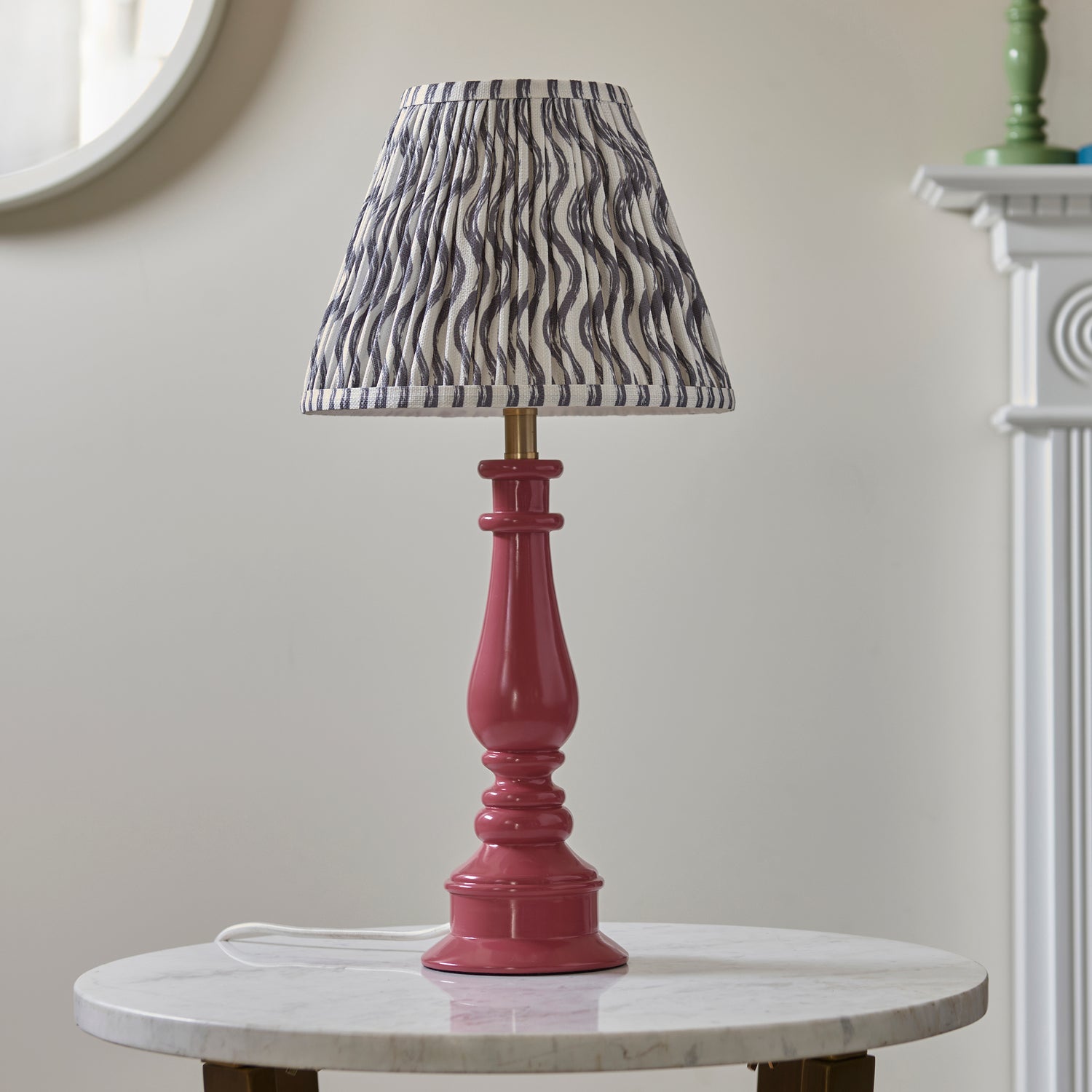 Gloss Pink Myrtle & Ripple 25cm Pearl grey shade - Comet Lighting