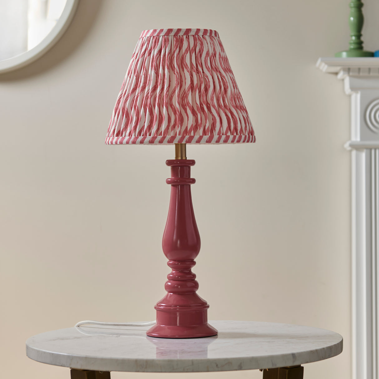 Gloss Pink Myrtle & Ripple 25cm Coral pink shade - Comet Lighting