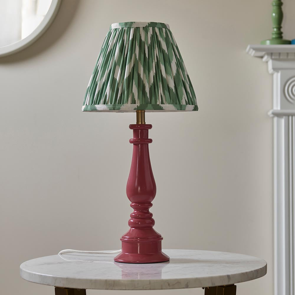 Gloss Pink Myrtle & Zigzag 25cm Cotswold green shade - Comet Lighting