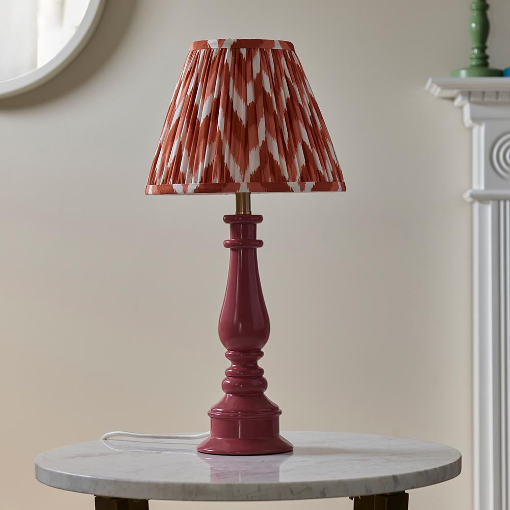 Gloss Pink Myrtle & Zigzag 25cm Apricot orange shade - Comet Lighting