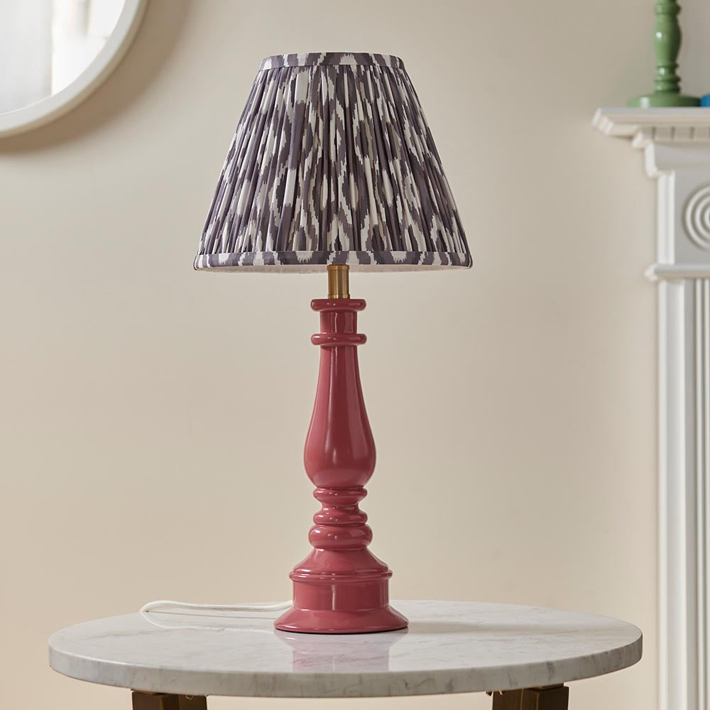 Gloss Pink Myrtle & Ikat 25cm Pearl grey shade - Comet Lighting