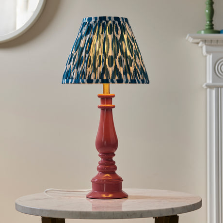 Gloss Pink Myrtle & Ikat 25cm Marlin blue shade - Comet Lighting