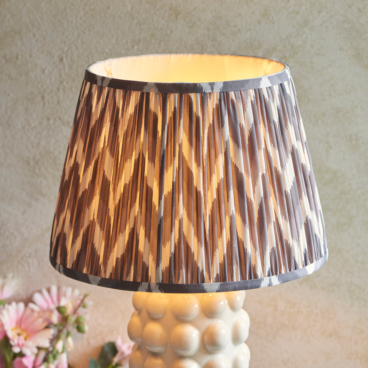 Bobble & Zigzag 35cm Pearl grey shade - Comet Lighting