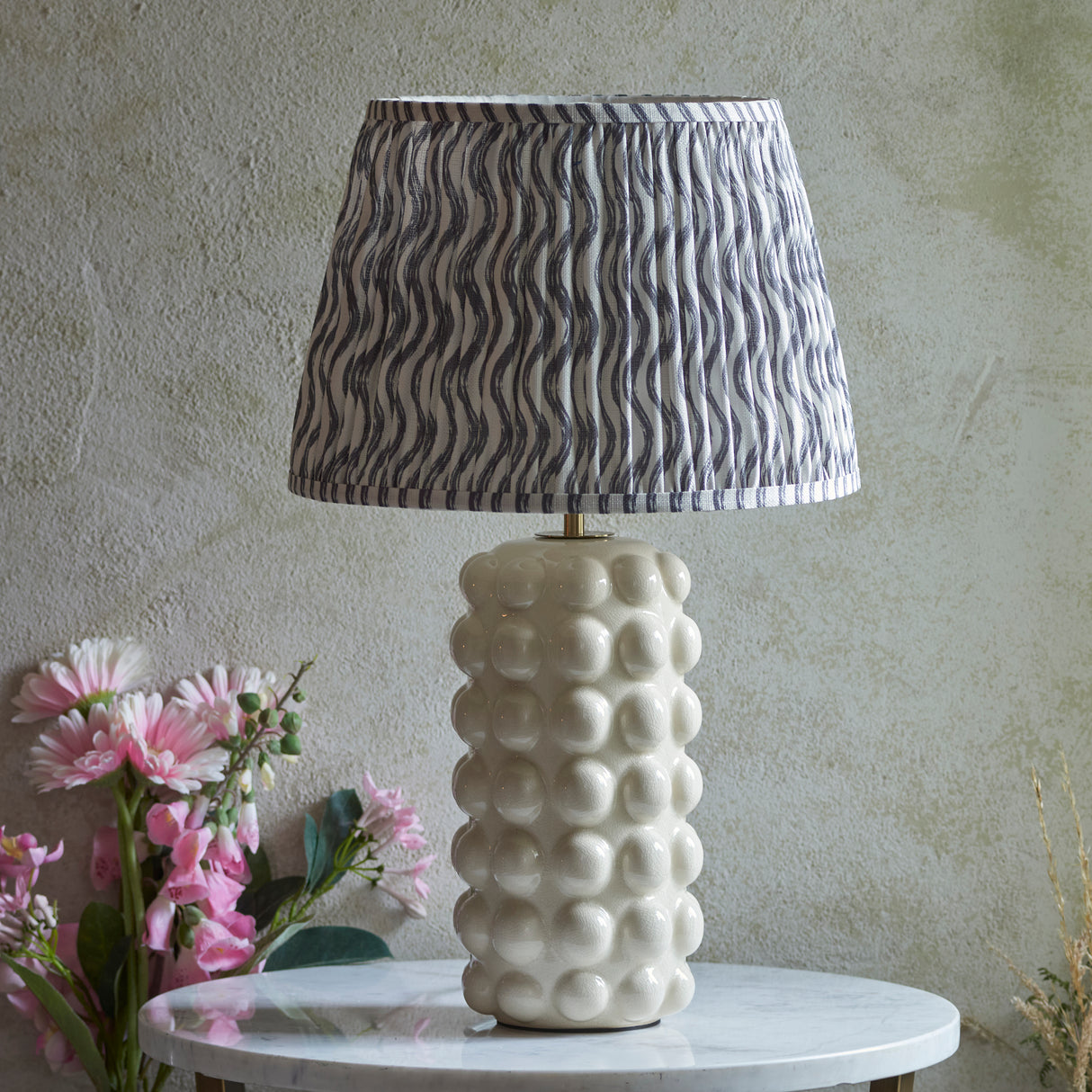 Bobble & Ripple 35cm Pearl grey shade - Comet Lighting