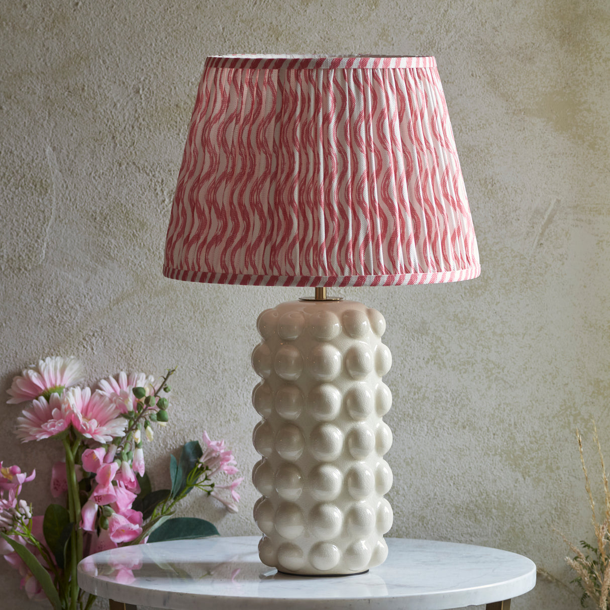 Bobble & Ripple 35cm Coral Pink Shade Living Room Table Lamp