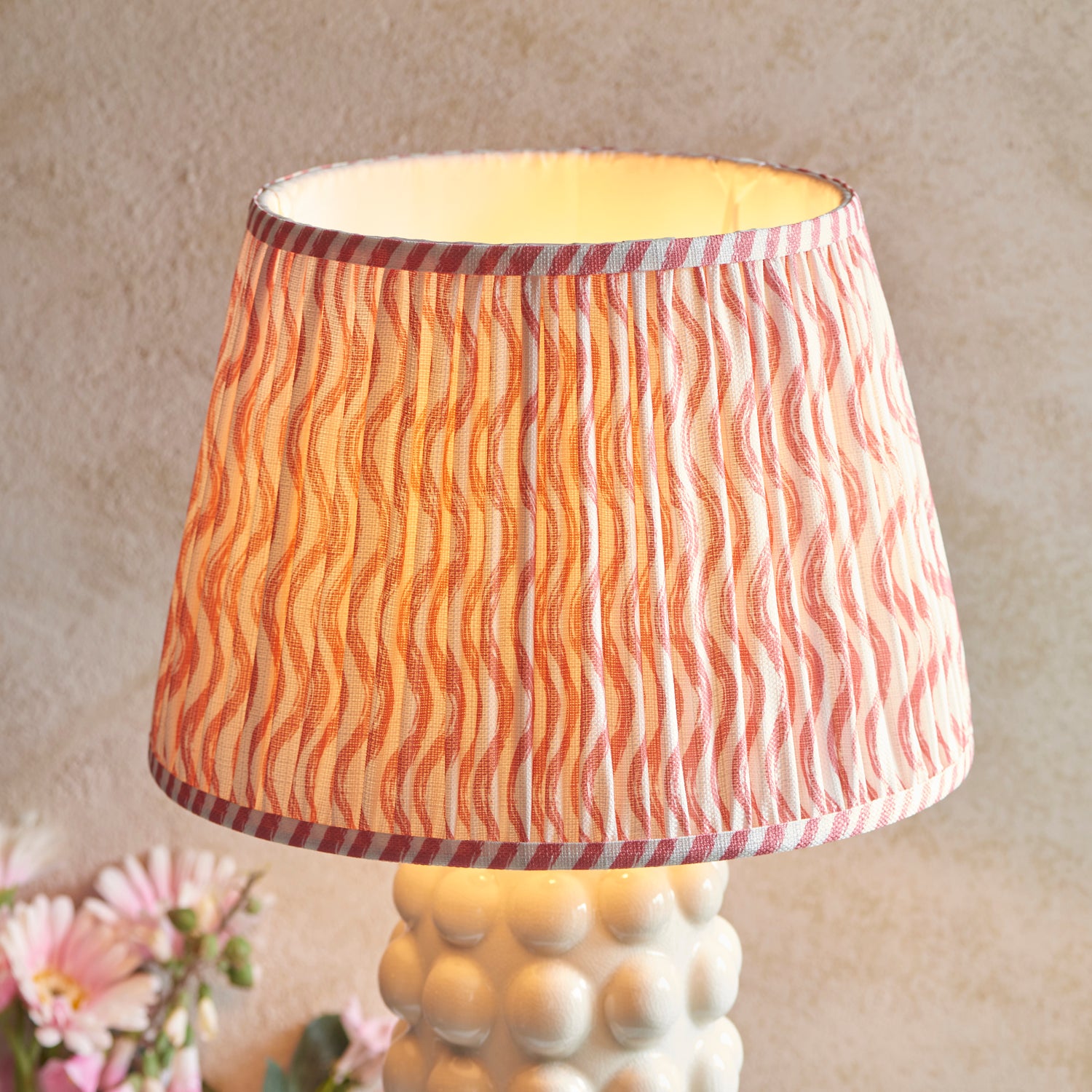 Bobble & Ripple 35cm Coral Pink Shade Living Room Table Lamp