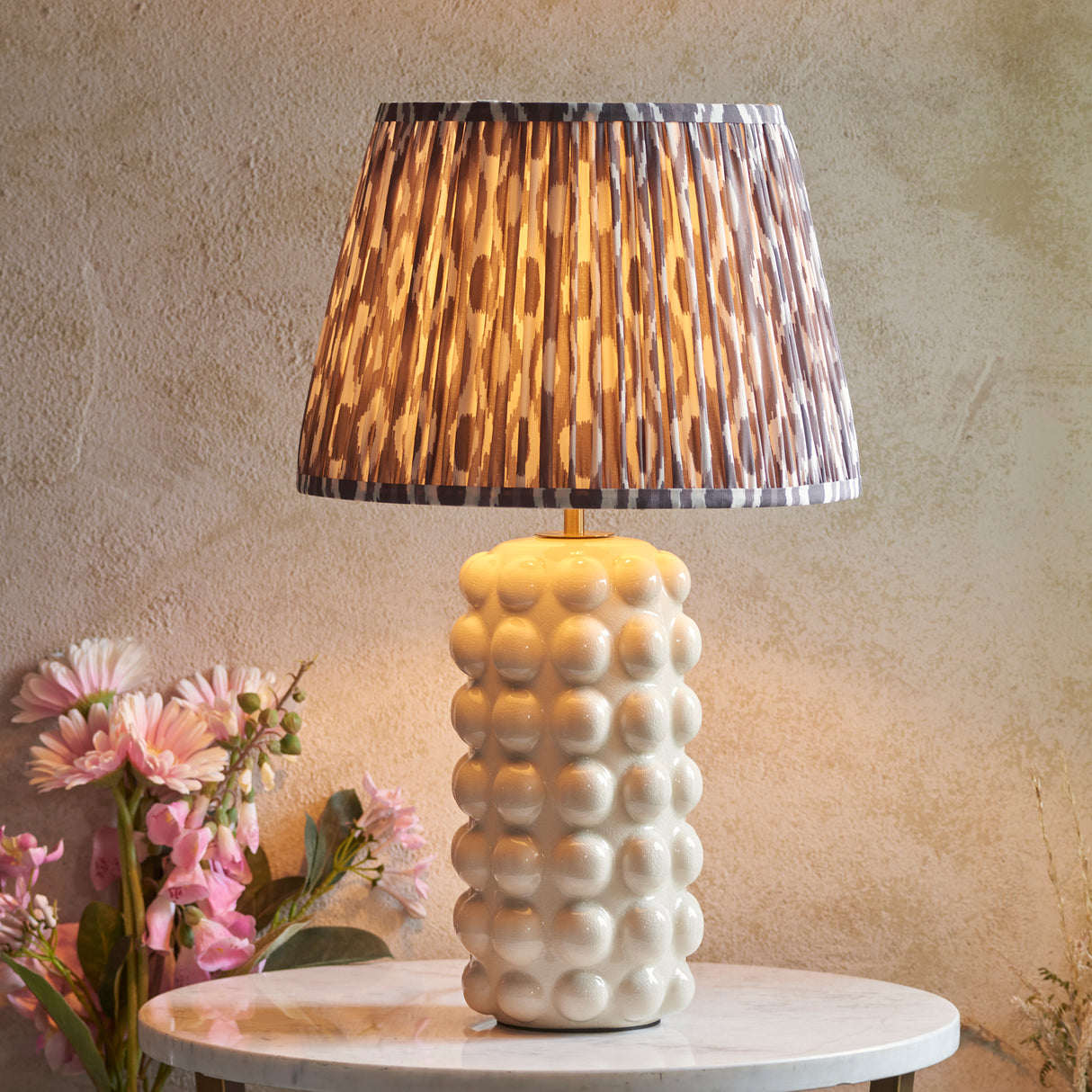 Bobble & Ikat 35cm Pearl Grey Shade Living Room Table Lamp