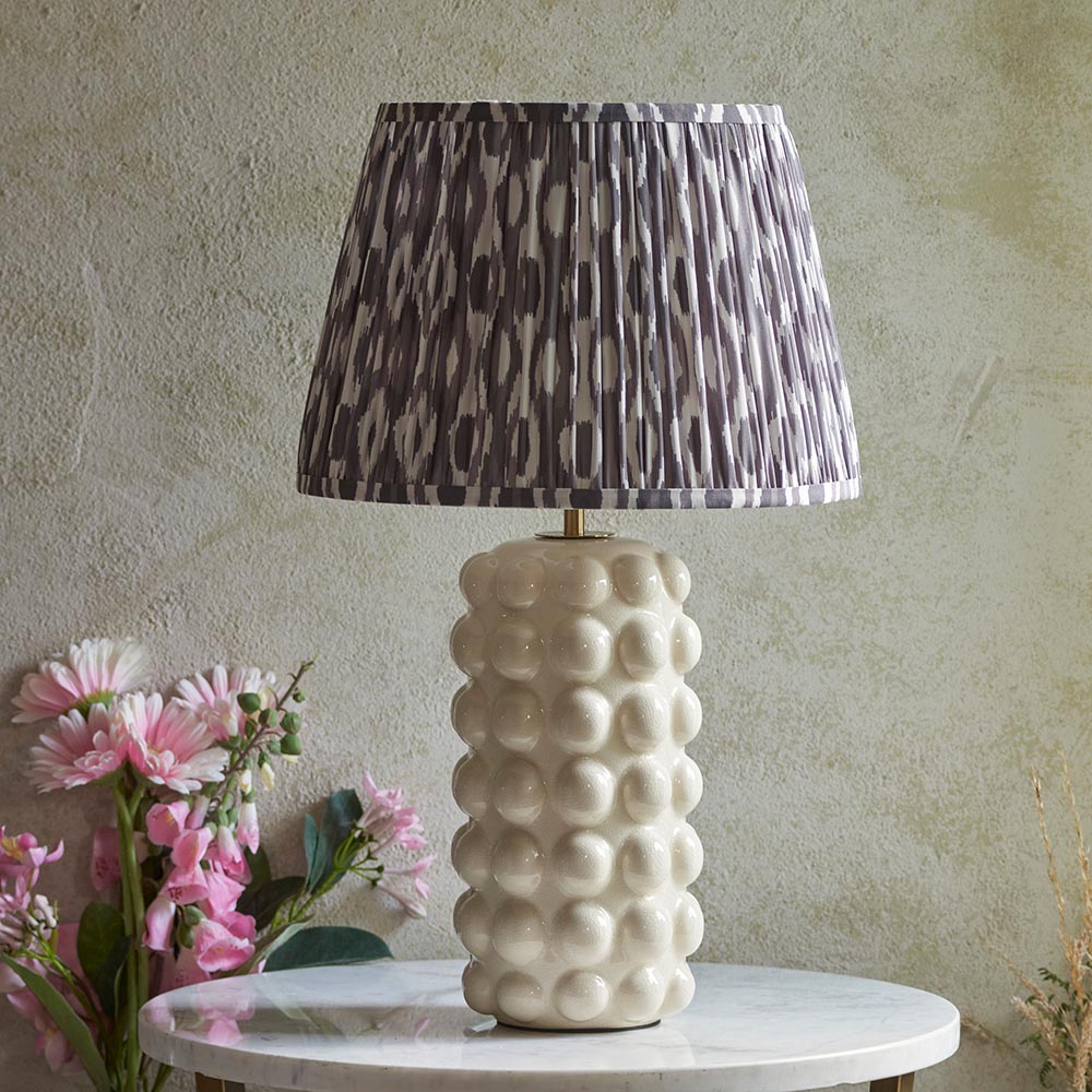 Bobble & Ikat 35cm Pearl Grey Shade Living Room Table Lamp