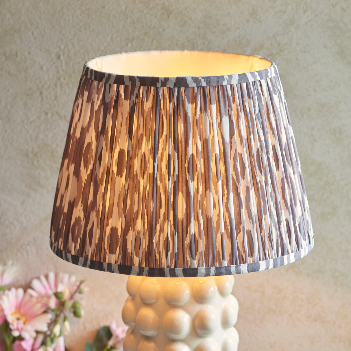 Bobble & Ikat 35cm Pearl Grey Shade Living Room Table Lamp