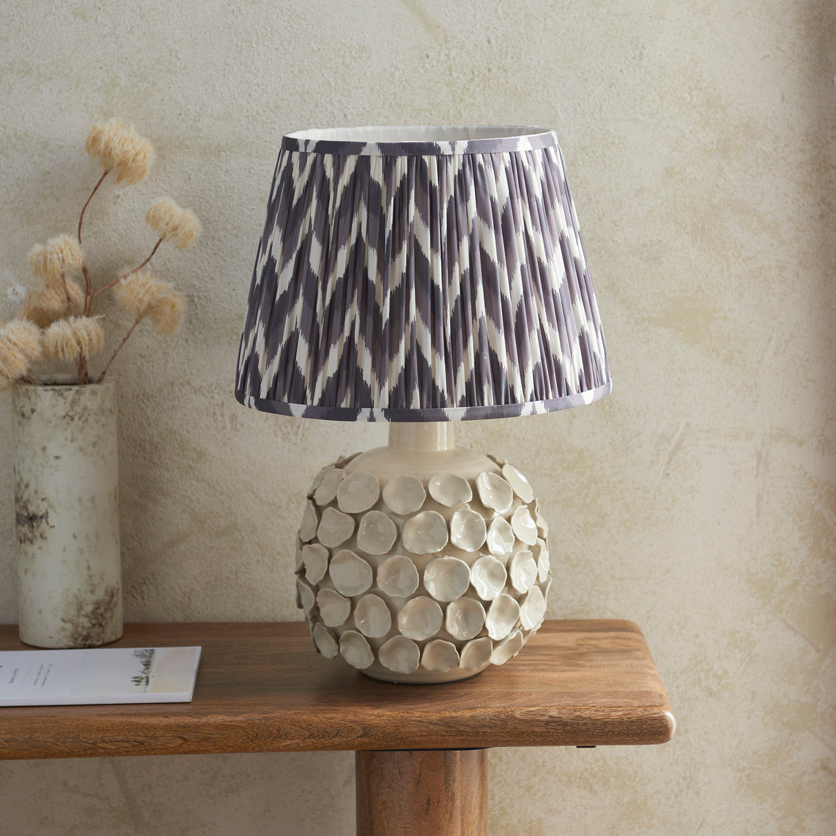 Borello & Zigzag 35cm Pearl grey shade - Comet Lighting