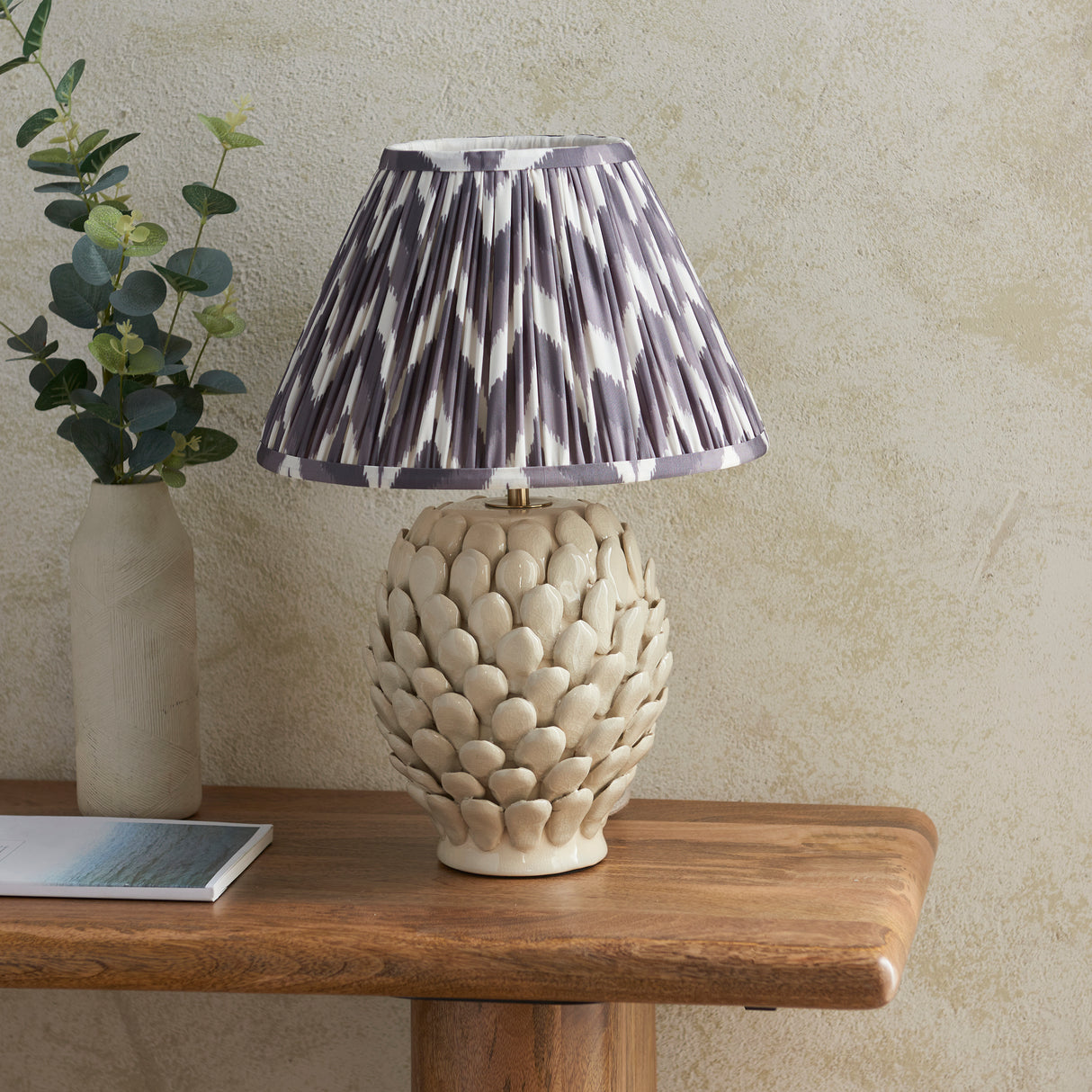 Layered Leaf & Zigzag 30cm Pearl grey shade - Comet Lighting