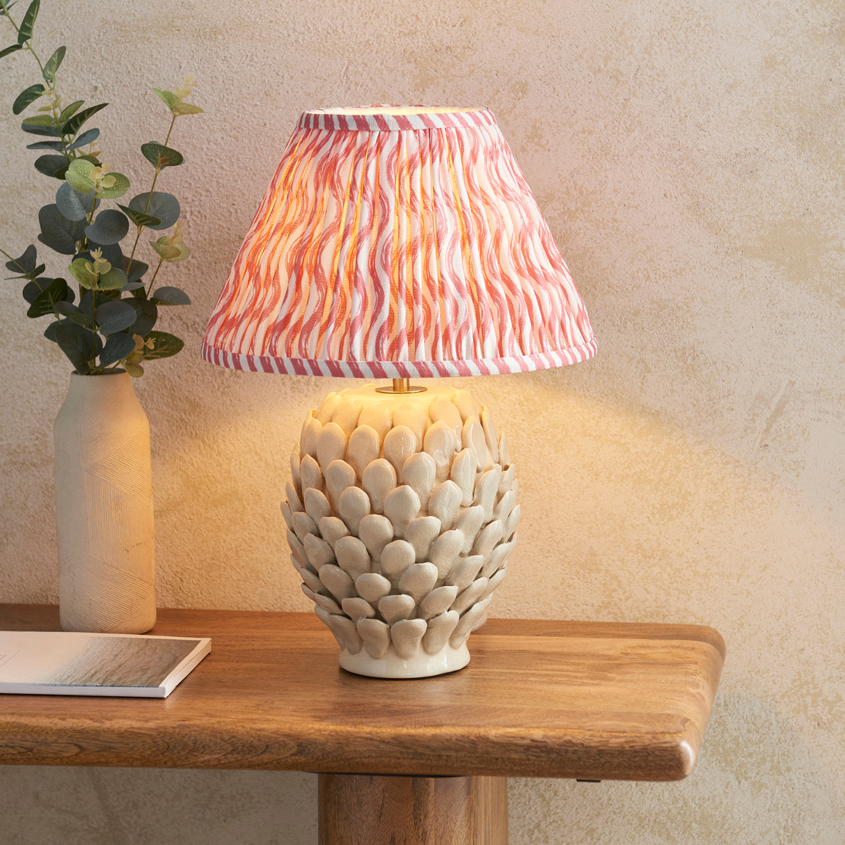 Layered Leaf & Ripple 30cm Coral pink shade - Comet Lighting
