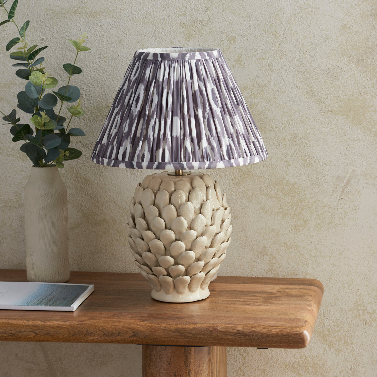 Layered Leaf & Ikat 30cm Pearl grey shade - Comet Lighting