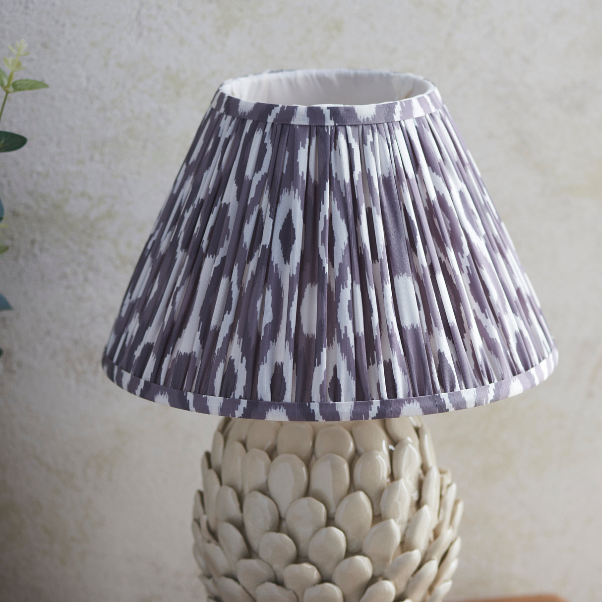 Layered Leaf & Ikat 30cm Pearl grey shade - Comet Lighting