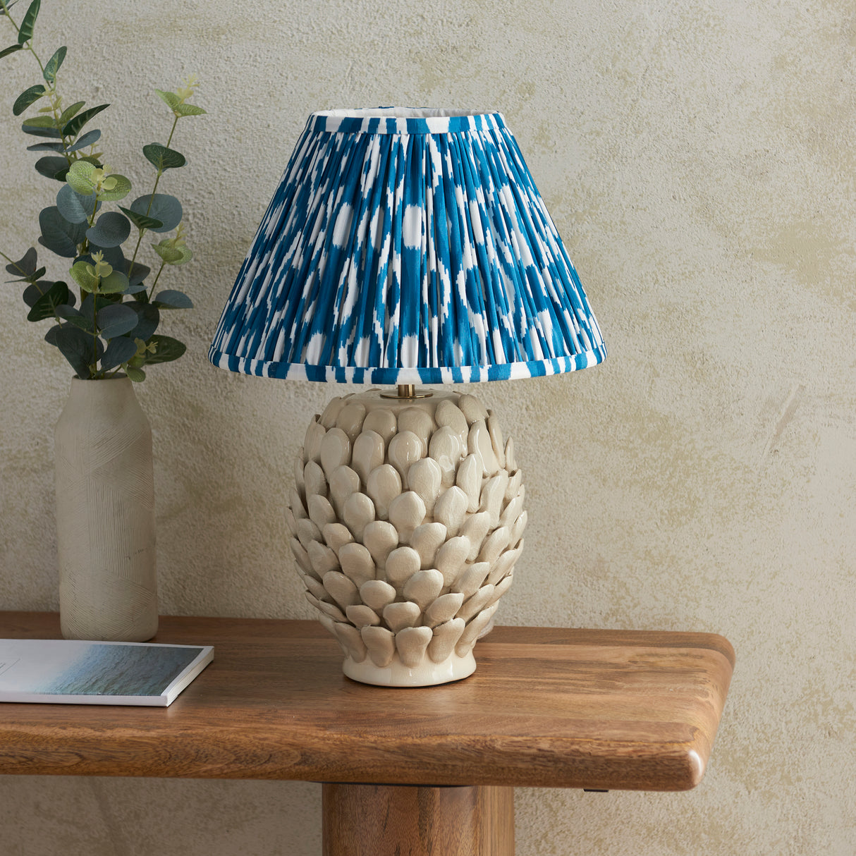 Layered Leaf & Ikat 30cm Marlin blue shade - Comet Lighting