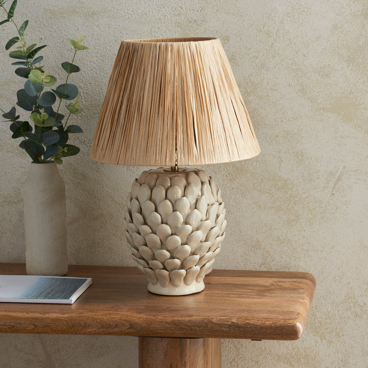 Layered Leaf & Raffia 30cm Natural raffia shade - Comet Lighting