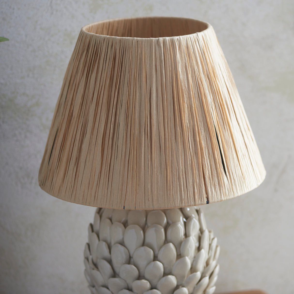 Layered Leaf & Raffia 30cm Natural raffia shade - Comet Lighting