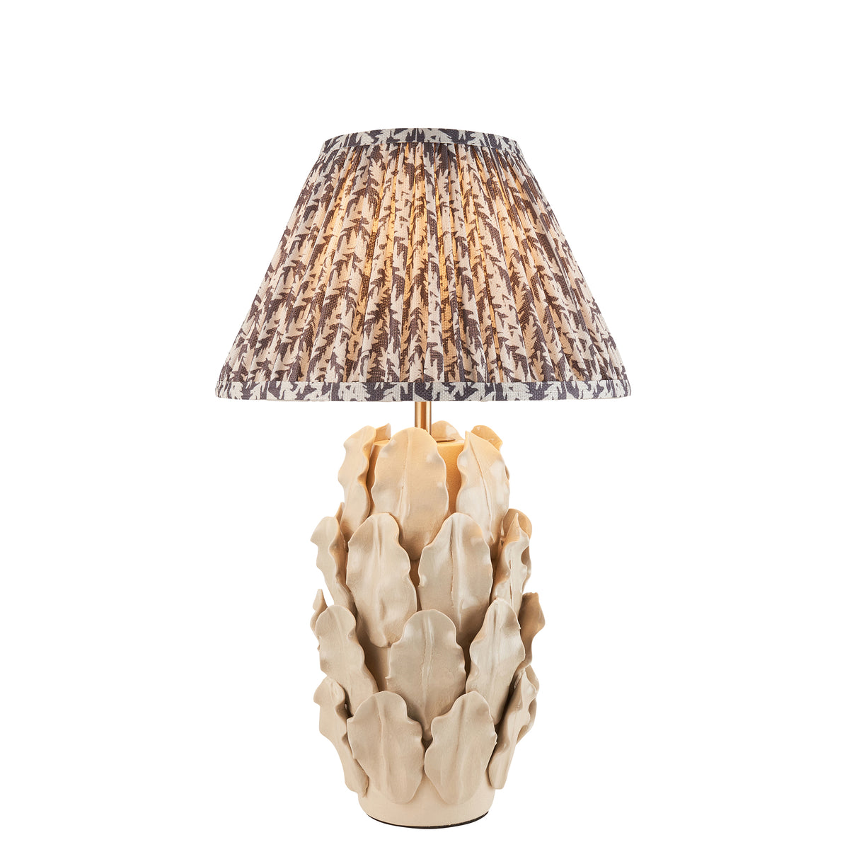 Ceramic Table Light Layered Leaf & Leaf 30cm Pearl grey shade - Comet Lighting