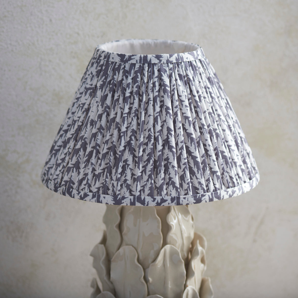 Ceramic Table Light Layered Leaf & Leaf 30cm Pearl grey shade - Comet Lighting