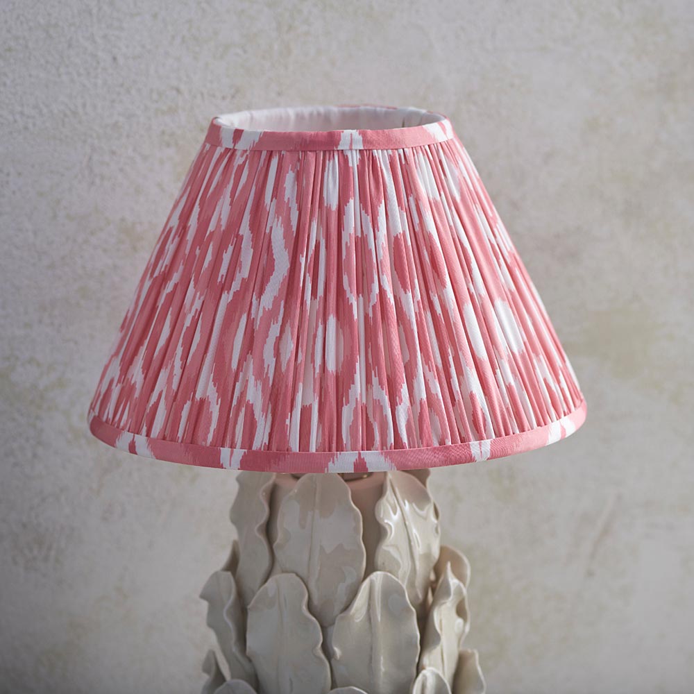 Ceramic Table Light Layered Leaf & Ikat 30cm Coral pink shade - Comet Lighting