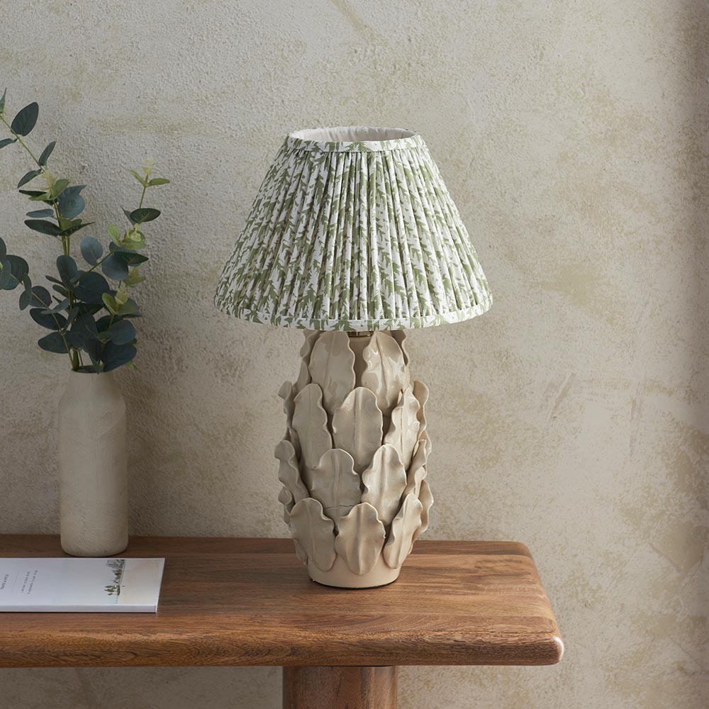 Ceramic Table Light Layered Leaf & Leaf 30cm Herb garden green shade - Comet Lighting