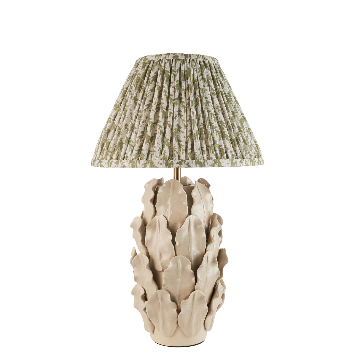 Ceramic Table Light Layered Leaf & Leaf 30cm Herb garden green shade - Comet Lighting