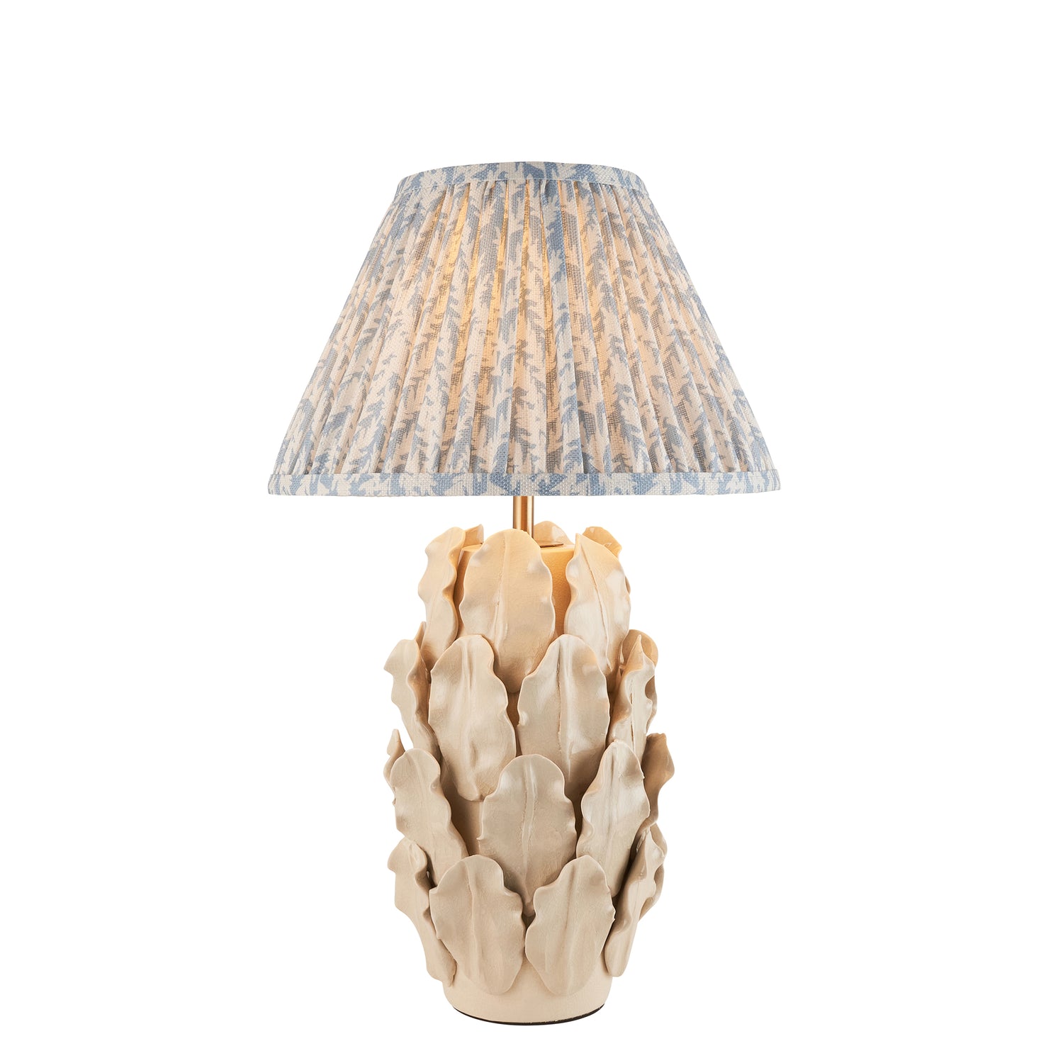 Ceramic Table Light Layered Leaf & Leaf 30cm Shell bay blue shade - Comet Lighting