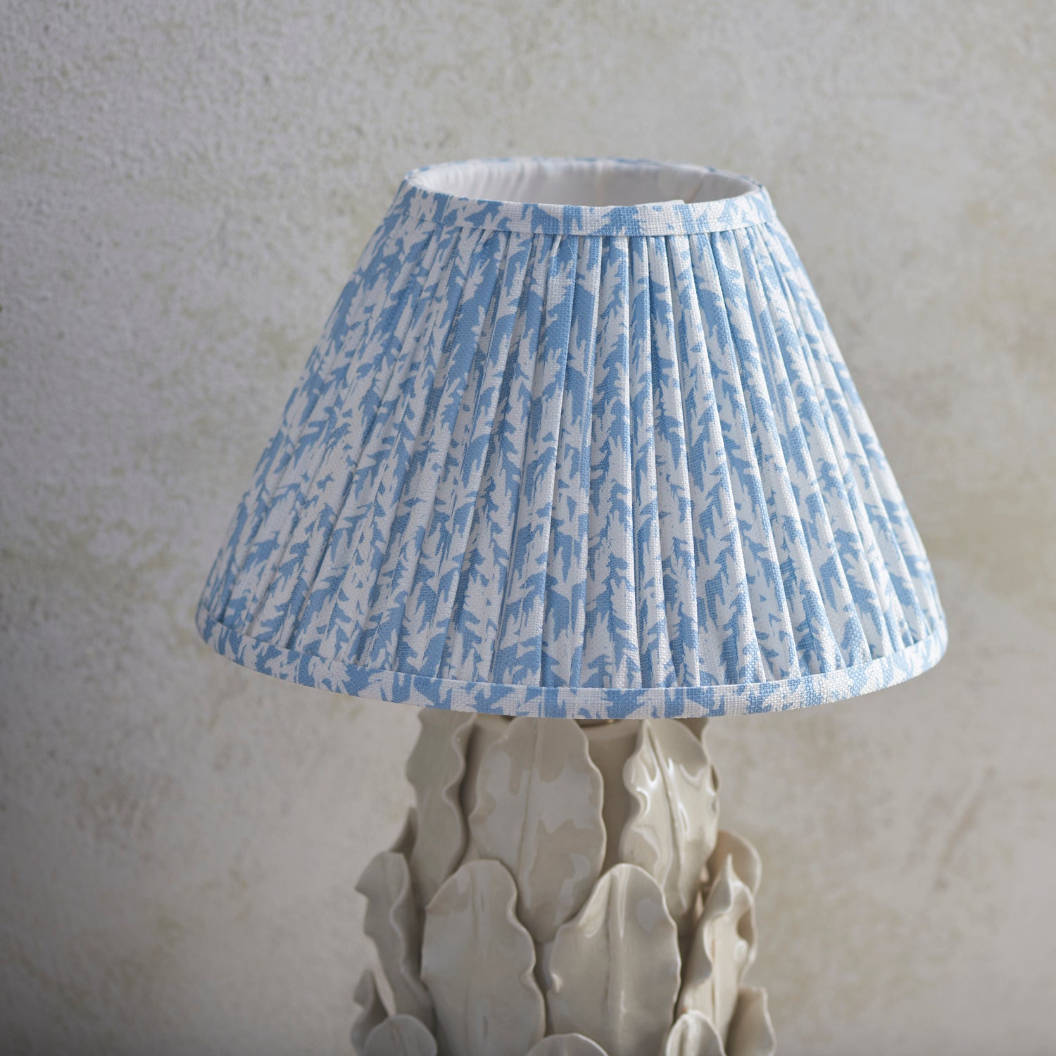 Ceramic Table Light Layered Leaf & Leaf 30cm Shell bay blue shade - Comet Lighting