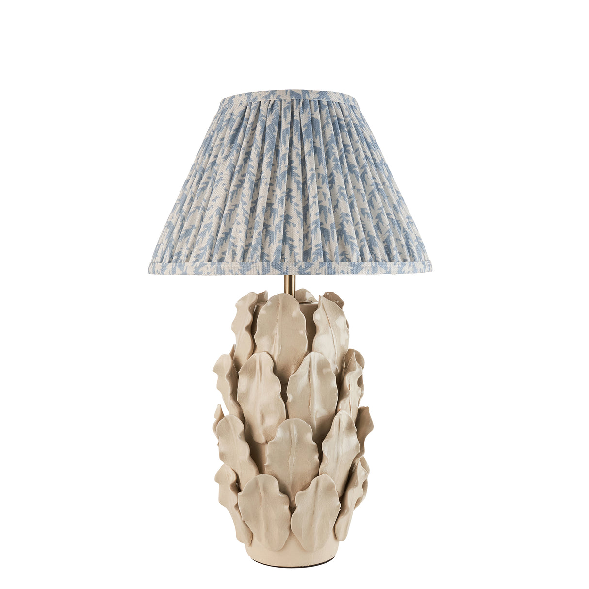 Ceramic Table Light Layered Leaf & Leaf 30cm Shell bay blue shade - Comet Lighting