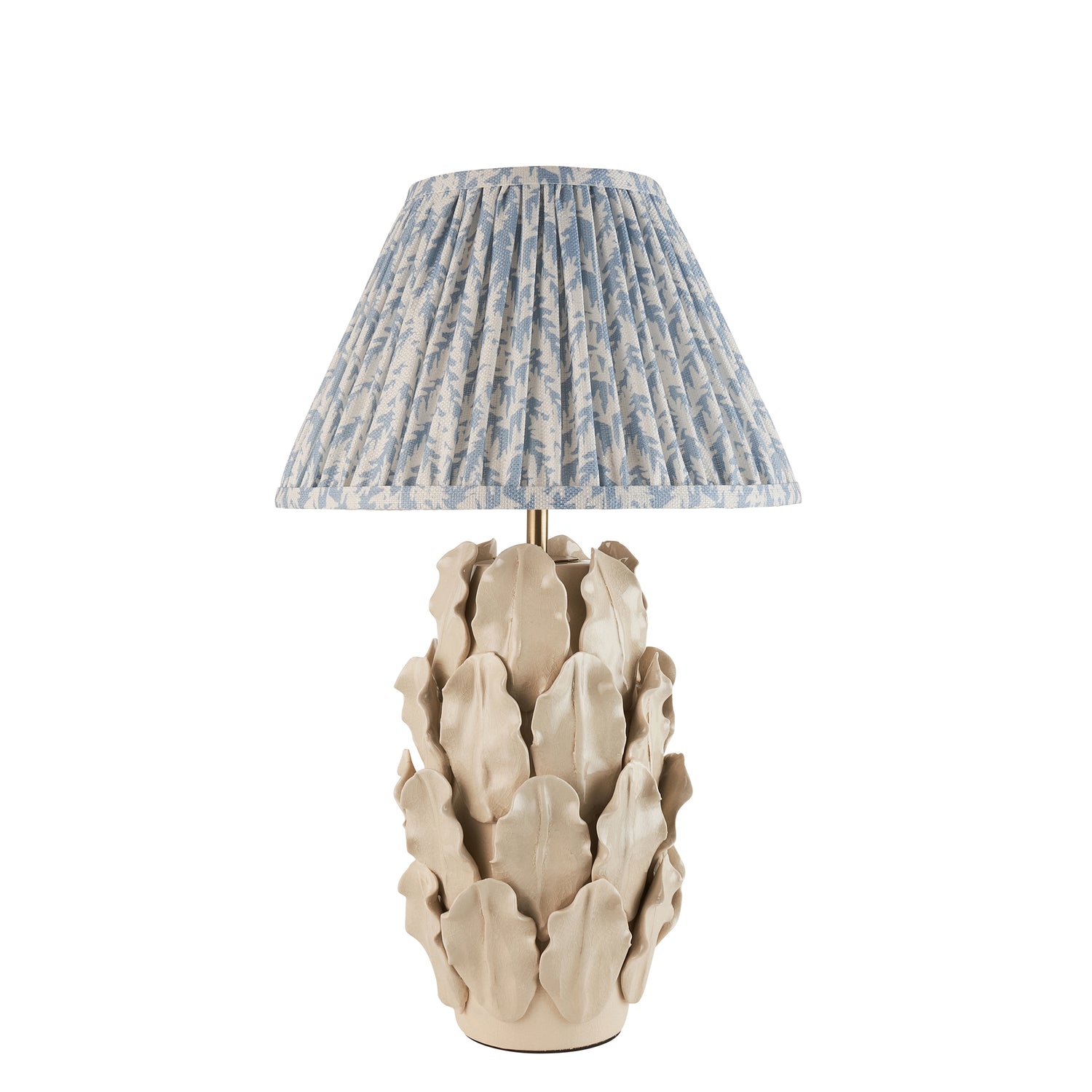 Ceramic Table Light Layered Leaf & Leaf 30cm Shell bay blue shade - Comet Lighting