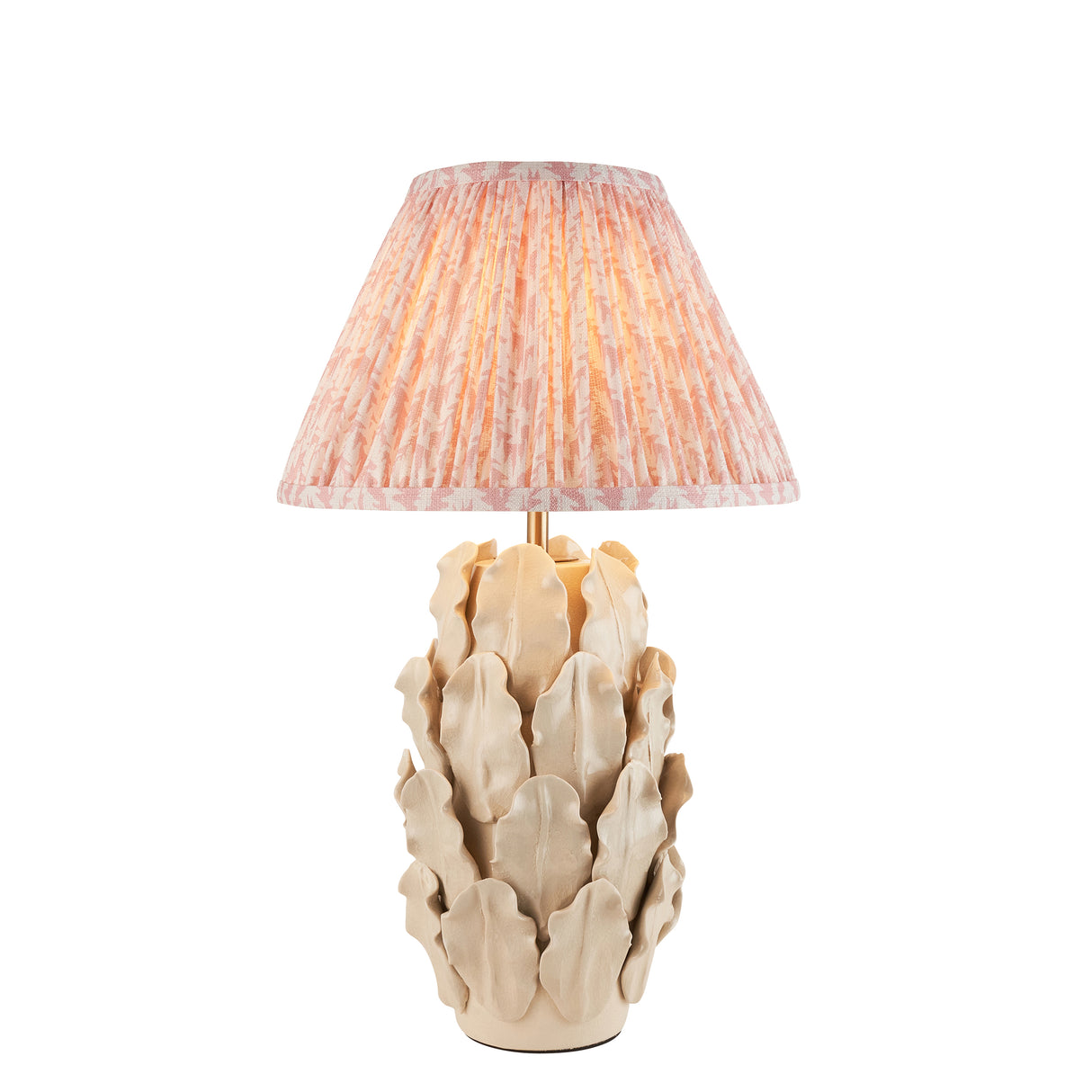 Ceramic Table Light Layered Leaf & Leaf 30cm Peachy keen shade - Comet Lighting