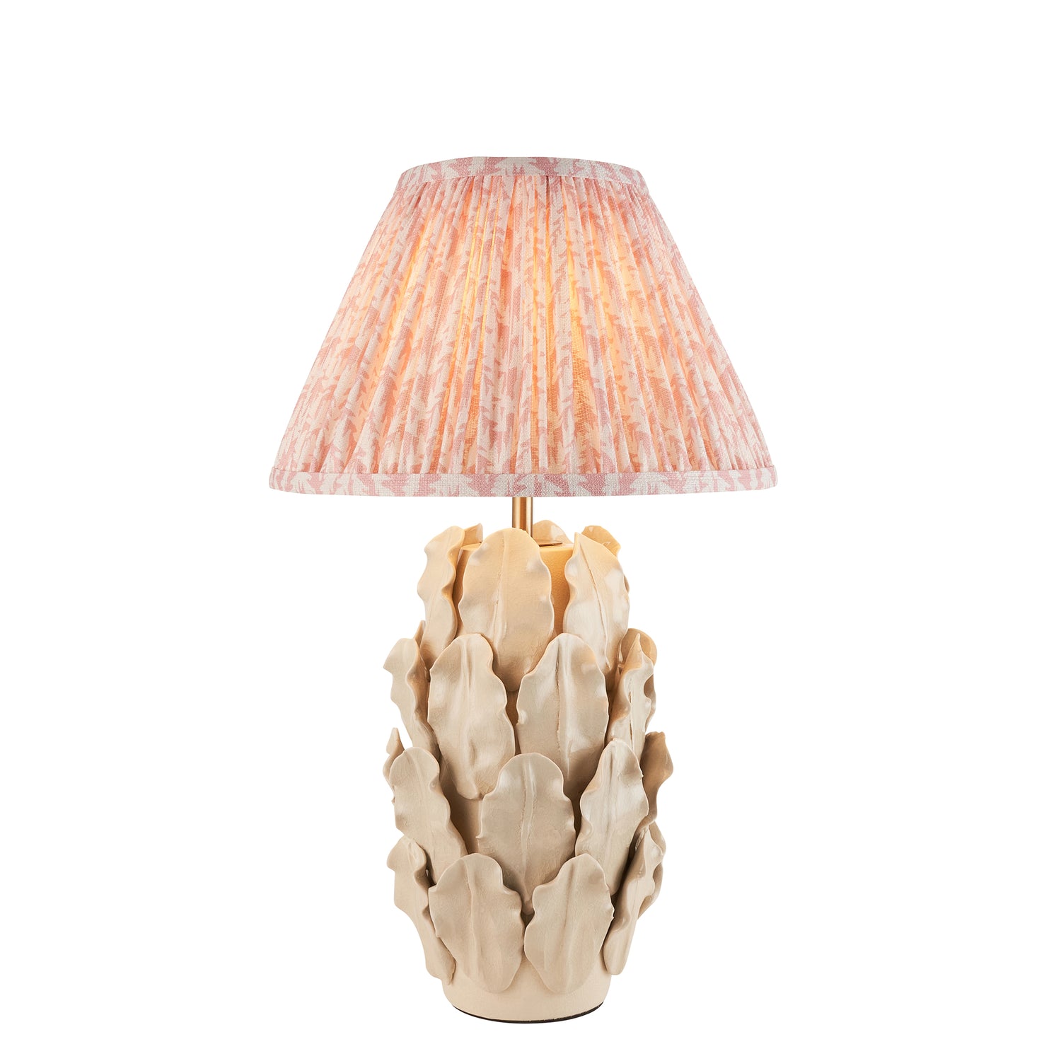 Ceramic Table Light Layered Leaf & Leaf 30cm Peachy keen shade - Comet Lighting