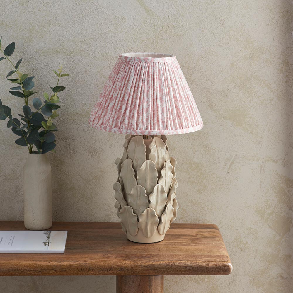 Ceramic Table Light Layered Leaf & Leaf 30cm Peachy keen shade - Comet Lighting