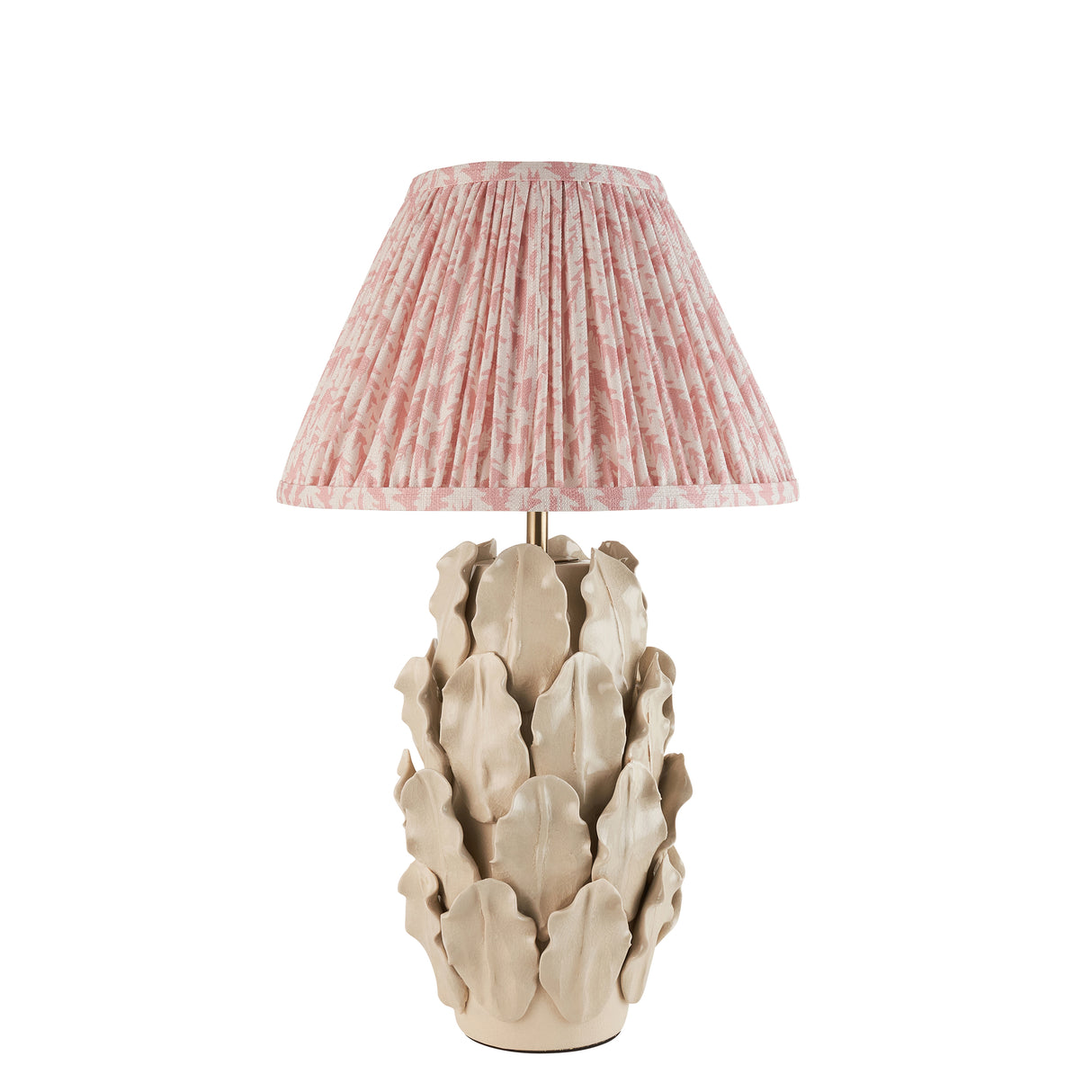 Ceramic Table Light Layered Leaf & Leaf 30cm Peachy keen shade - Comet Lighting