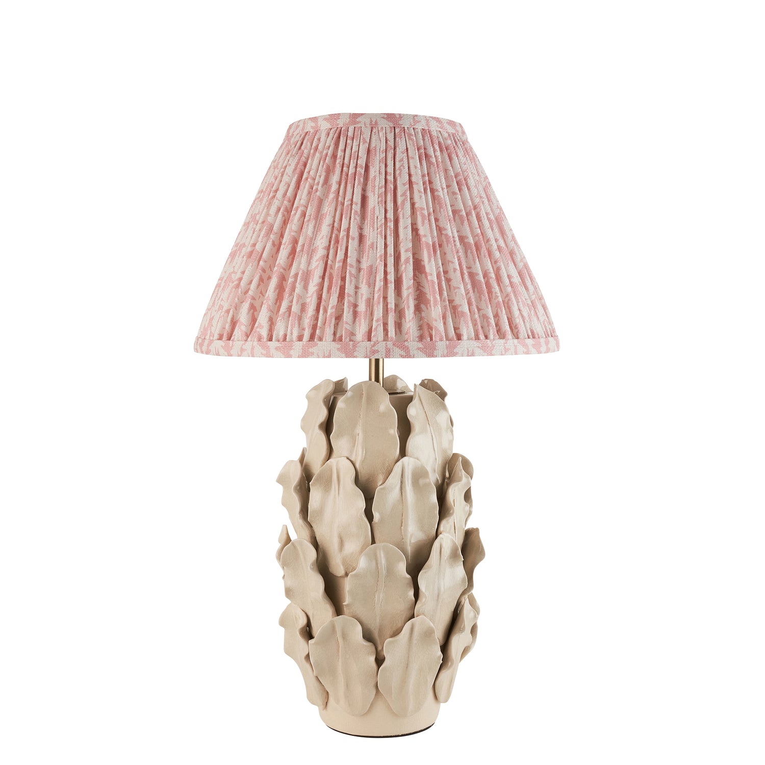 Ceramic Table Light Layered Leaf & Leaf 30cm Peachy keen shade - Comet Lighting
