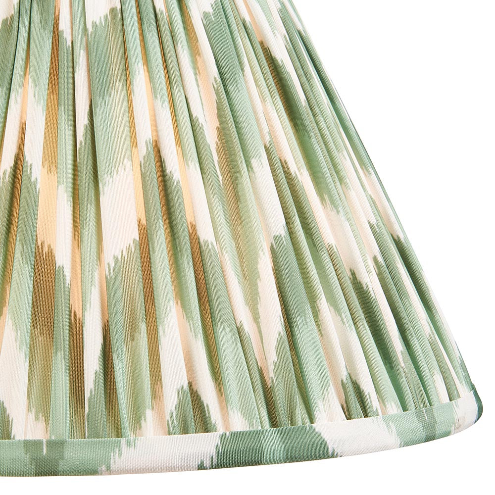 Ceramic Table Light Layered Leaf & Zigzag 30cm Cotswold green shade - Comet Lighting