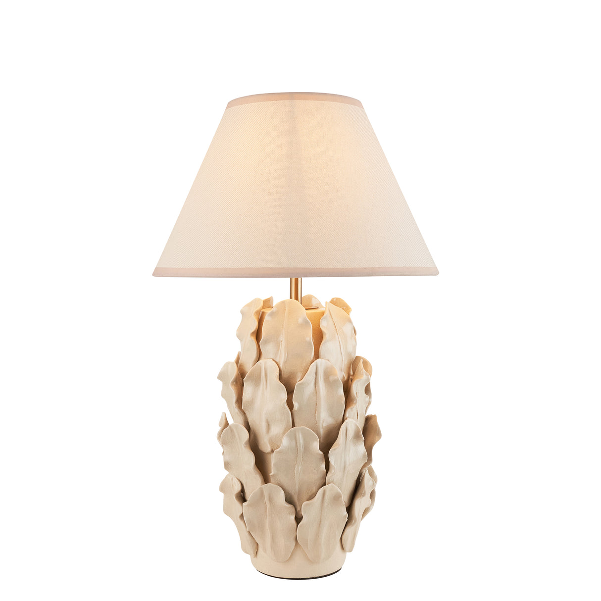 Ceramic Table Light Layered Leaf & Ivy 30cm Vintage white shade - Comet Lighting