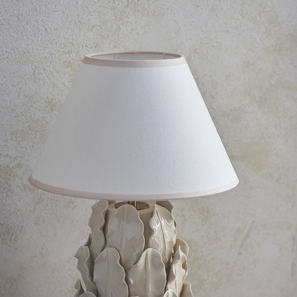Ceramic Table Light Layered Leaf & Ivy 30cm Vintage white shade - Comet Lighting