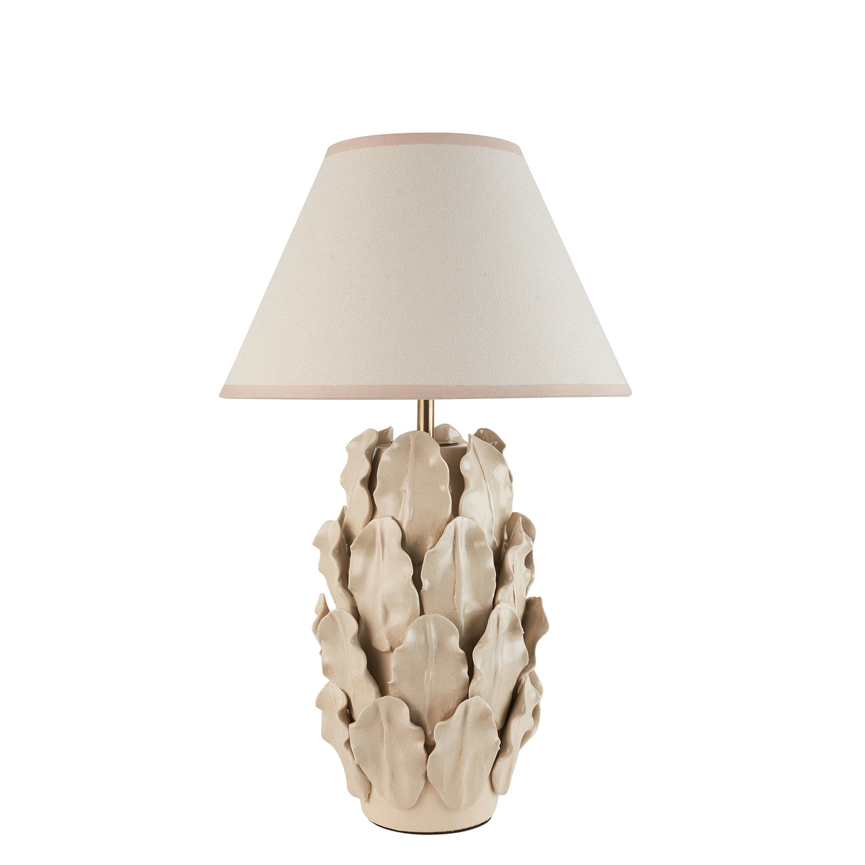 Ceramic Table Light Layered Leaf & Ivy 30cm Vintage white shade - Comet Lighting